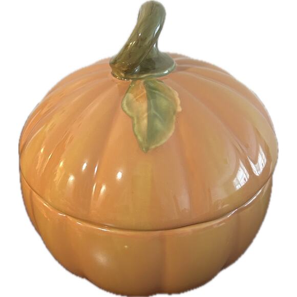 Plymouth Pfaltzgraff Pumpkin Candy Dish with Lid - Picture 1 of 6